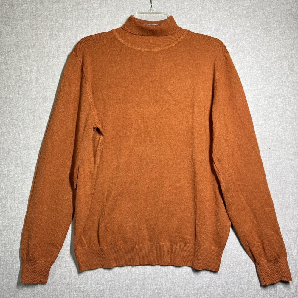 StreamBytes Sweater Mens 2XL Orange Mock Neck Knit Pullover Long Sleeve Casual